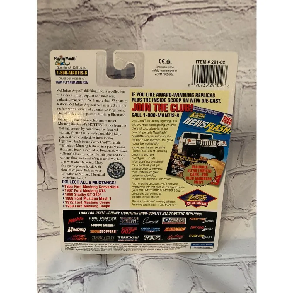 Johnny Lightning Mustang Illustrated.1988 FORD MUSTANG.DIE-CAST.# 291-02.NEW